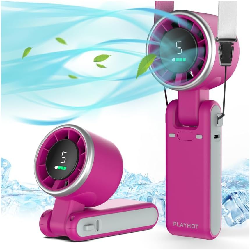 Portable Handheld Turbo Fan, 5-Speed Personal Fans, 5000mAh Rechargeable Fans Up to 12 Hours, Weight only 0.6lb Small Fan, Hand/Neck/Desk Fan 3 IN 1, Beach Vacation Essentials
