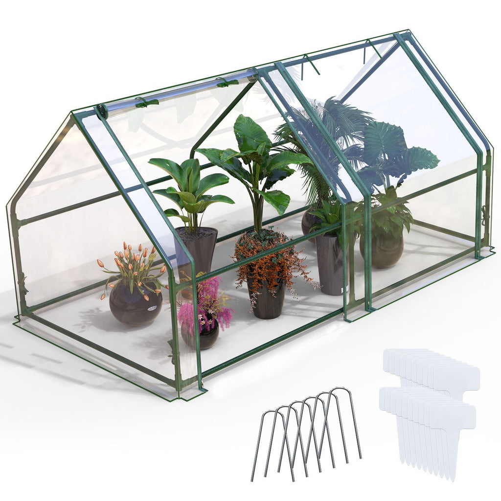 Portable Mini Greenhouse With Roll-Up Zipper Doors Waterproof UV-Resistant PVC Cover Hot House For Indoor Outdoor Garden Patio Backyard 70.86*33.46*37.4in