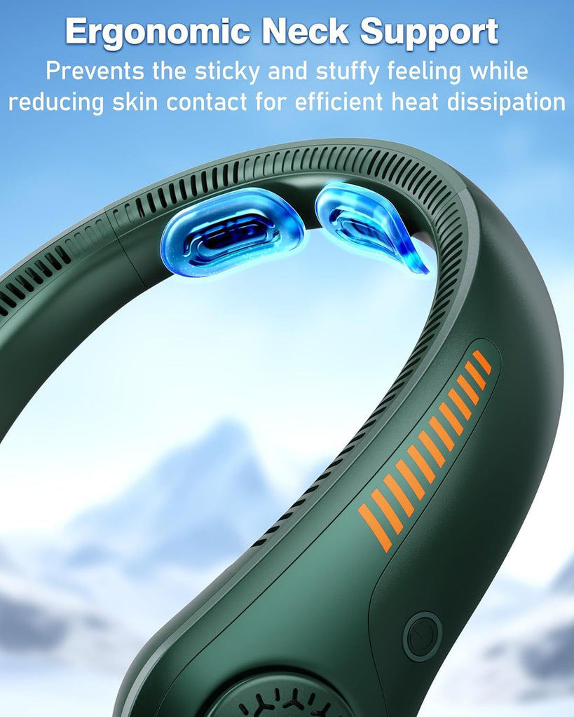 Portable Neck Fan - Rechargeable Personal Fan with Neck Support, 5-Speed Quiet Lightweight Long Lasting Neck Fan, Battery Operated Full Surround Cooling for Travel, Birthday Gifts for Men Women
