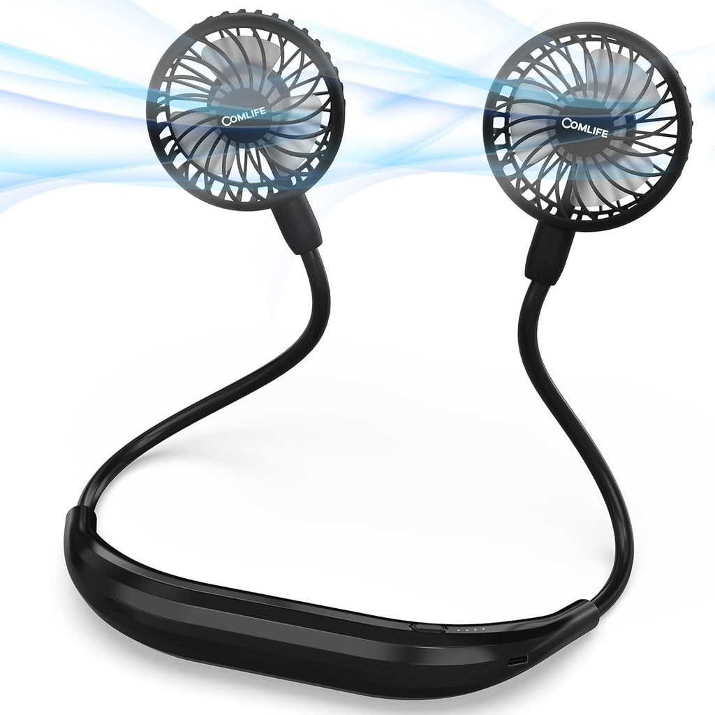 Portable Neck Fan, 2600mAh Battery Operated Ultra Quiet Hands Free USB Fan with Strong Wind, 360° Adjustable High Flexibility Wearable Personal Fan for Home Office Outdoor Travel