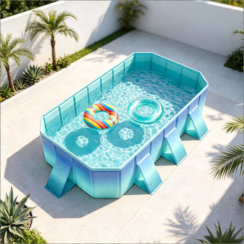 Portable Non-Inflatable round Ground Swimming Pool with 8 Support Panels for Outdoor Home Garden Fun