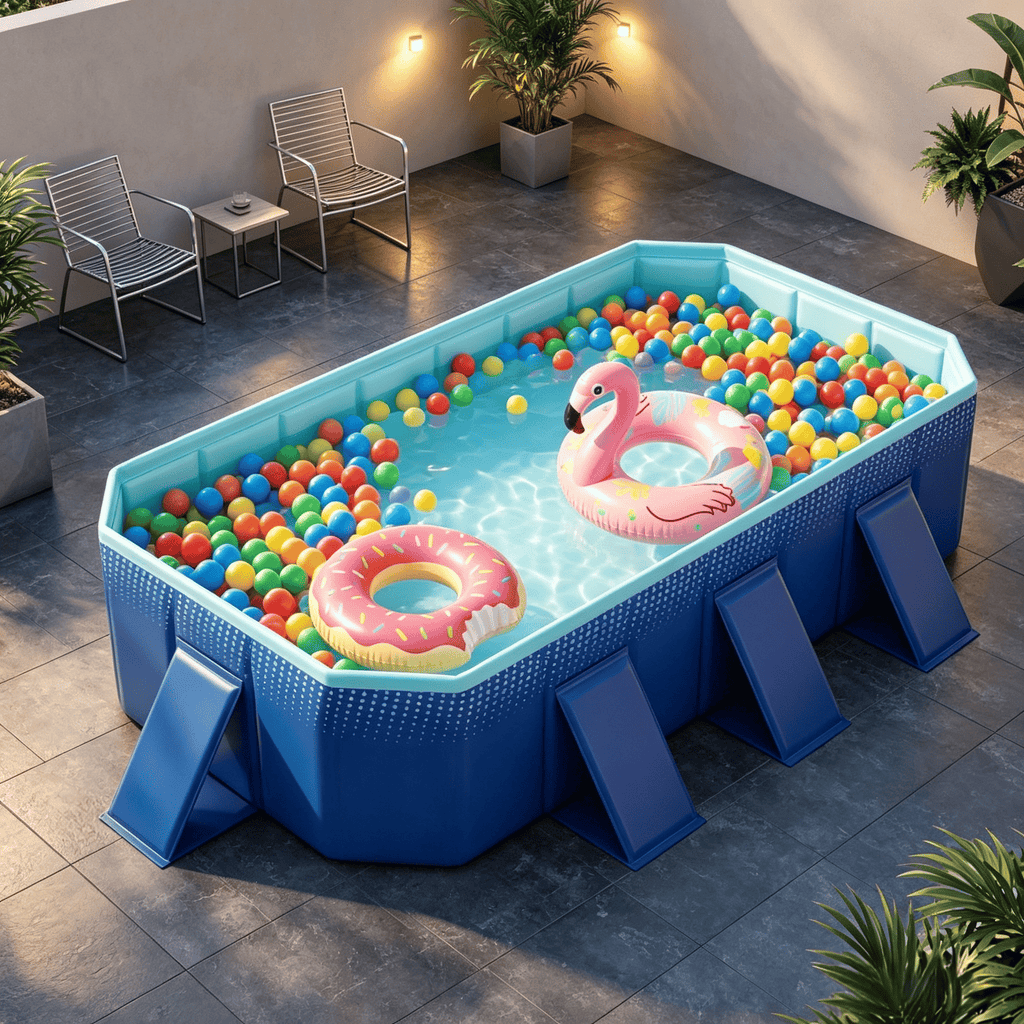 Portable Non-Inflatable Swimming Pool round Ground Pool with 24 Wall Panels Easy Setup No Inflation Required Outdoor Fun