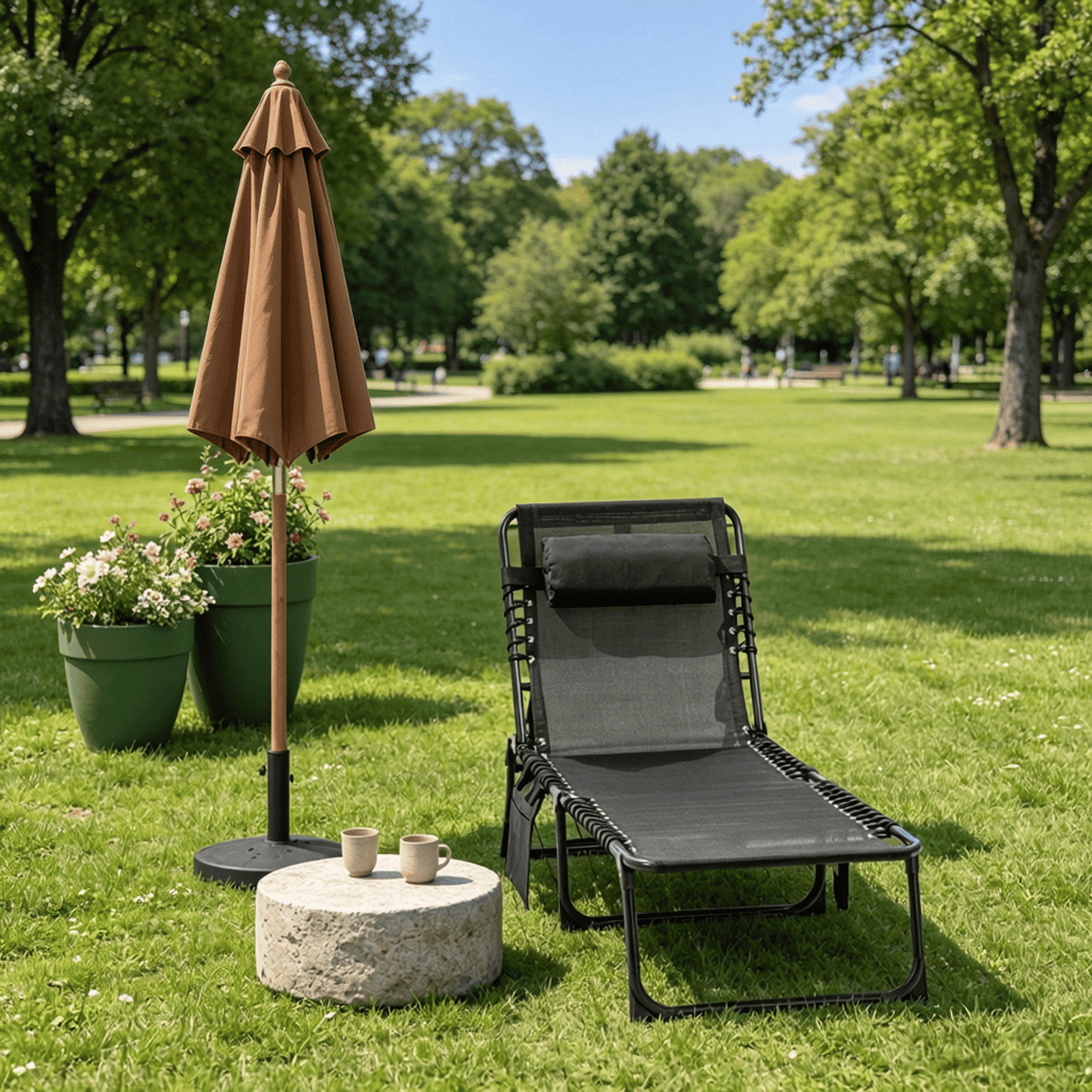 Portable Reclining Chaise Lounge Chair Black Folding Sun Lounger with Adjustable Backrest Removable Pillow for Patio Garden Beach