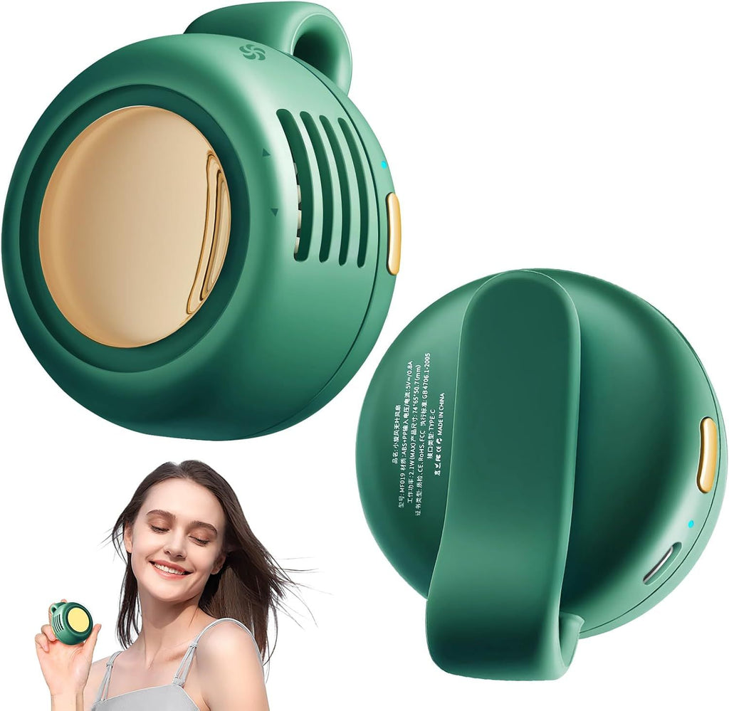 Portable Silent Mini Bladeless Fan Clip On, 3 Speeds & Queit, Hands Free Shirt and Waist Clips Whirlwind Fans, USB Rechargeable Handheld Neck Fans, Suitable for Outdoor & Travel & Office