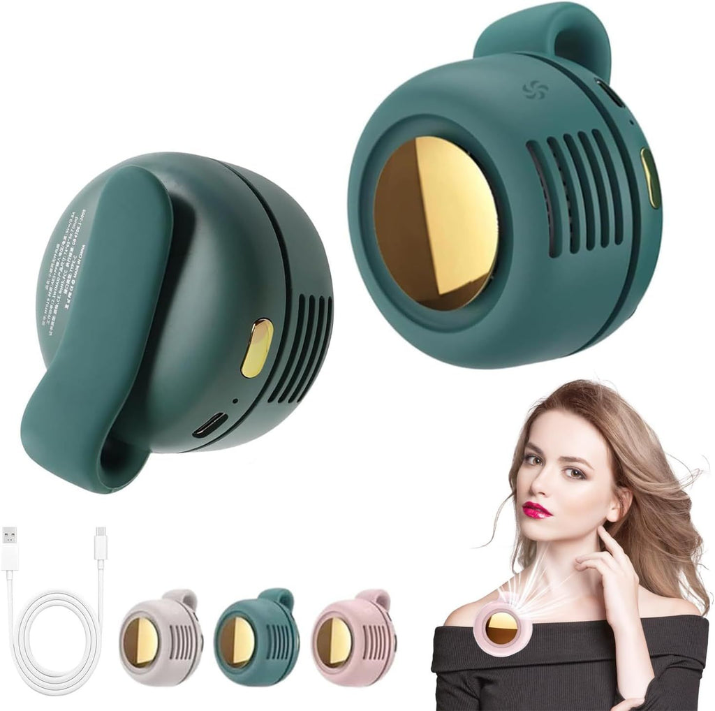 Portable Silent Mini Bladeless Fan Clip On, Small Fan Clip on for Shirt & Waist, Adjustable 3-Speed Suspended Whirlwind Fans, For Outdoor & Travel & Office, Travel Accessories, Gift