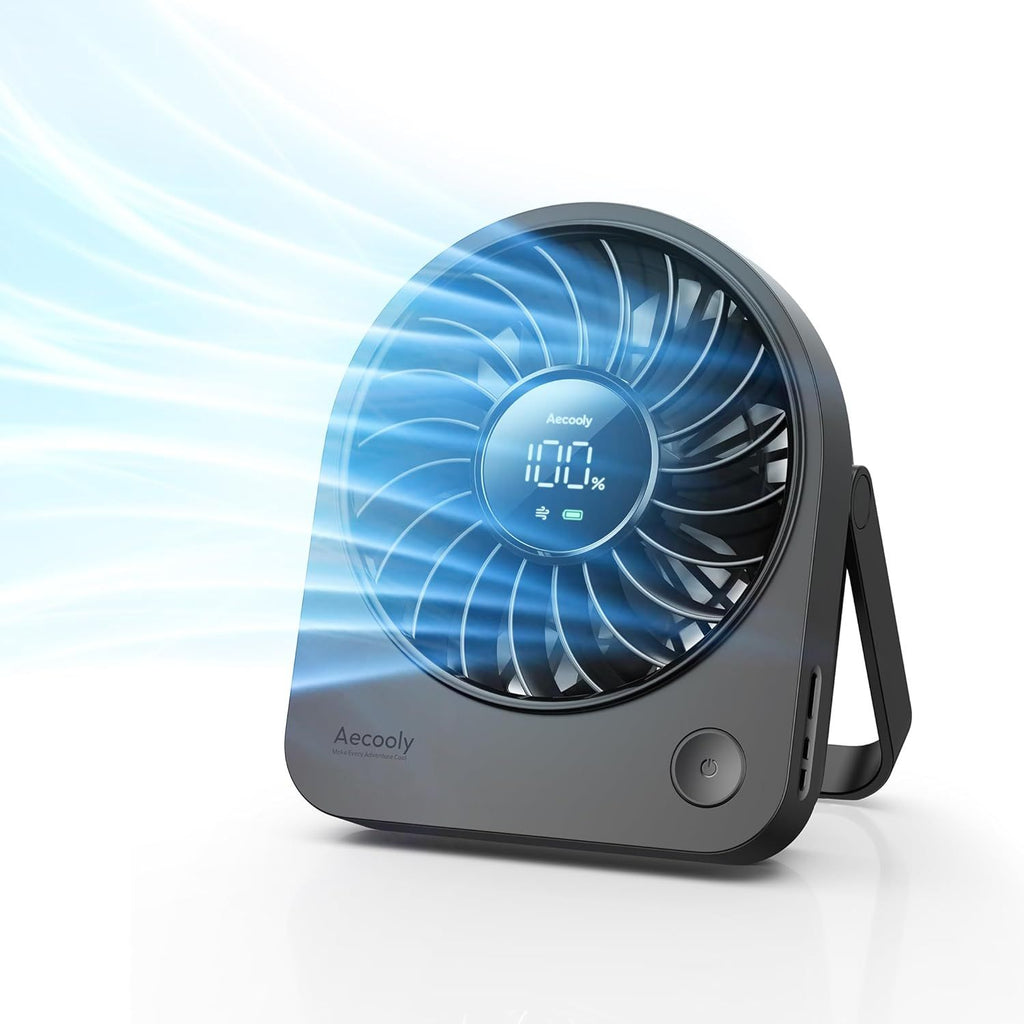 Portable USB Desk Fan, Small Enough to Hold 4.2 in Mighty Desktop Fan, USB & Battery Powered Quiet Table Fans, 4 Speeds Rechargeable Personal Fans for Home, Office, Travel