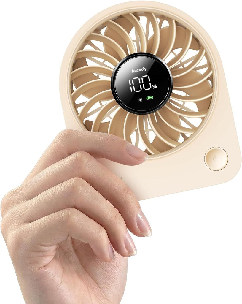 Portable USB Desk Fan, Small Enough to Hold 4.2 in Mighty Desktop Fan, USB & Battery Powered Quiet Table Fans, 4 Speeds Rechargeable Personal Fans for Home, Office, Travel