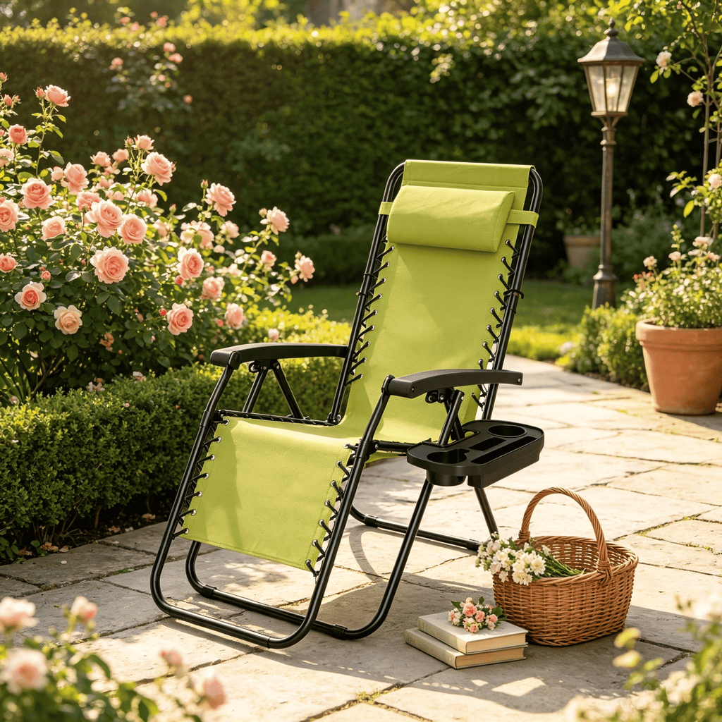 Portable Zero Gravity Chair with Cup Holder And Tray Backrest Adjustable Outdoor Recliner Camping Lawn Furniture