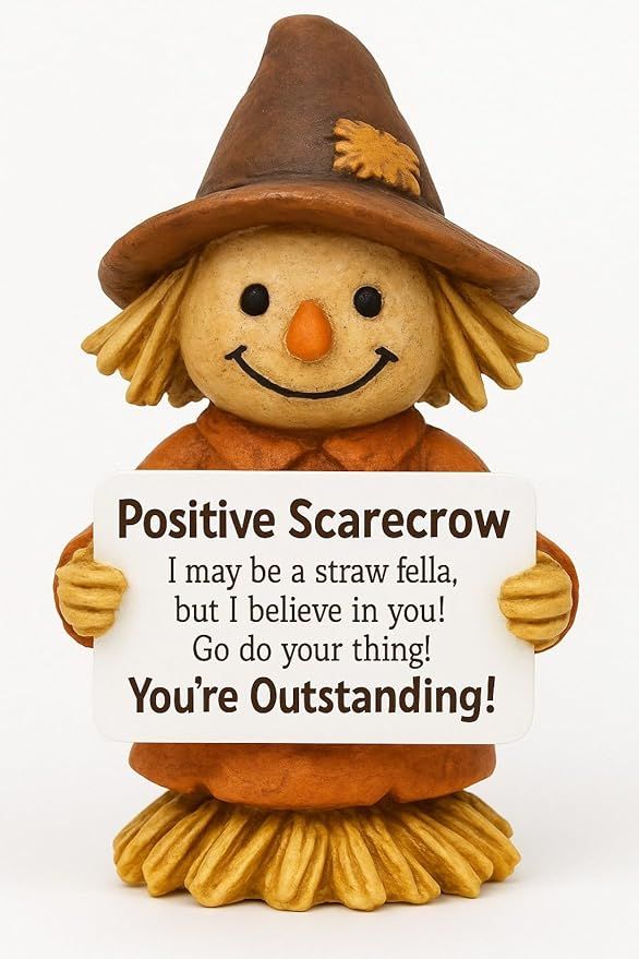 Positive Scarecrow Fall Figurine Tall Hand Painted Resin Decoration
