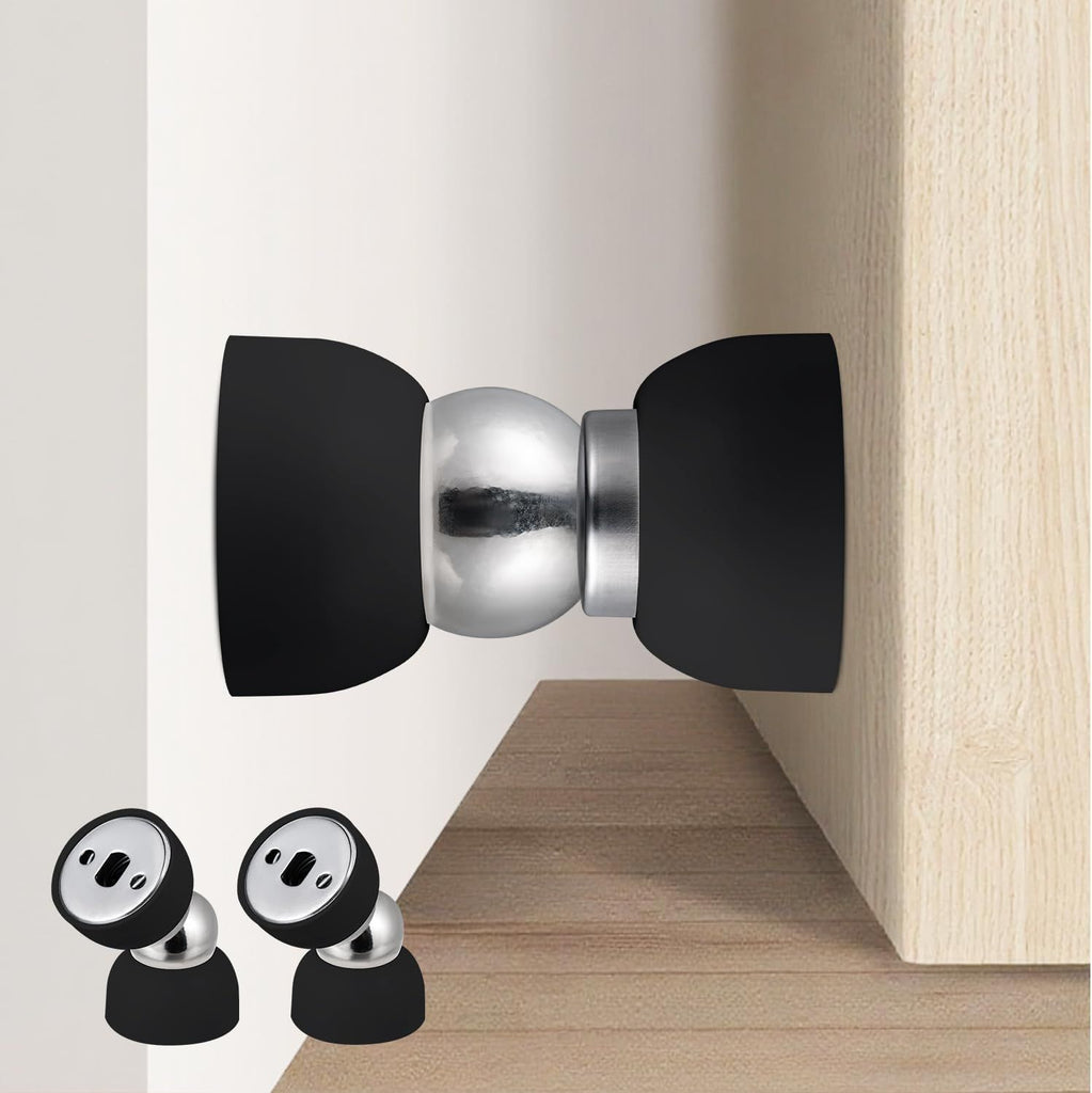 Powerful Magnetic Door Stopper - 2 Pcs Stainless Steel Mini Door Stop, Heavy Duty Magnetism Door Holder for Bedroom, Bathroom, Kitchen, Home, Office