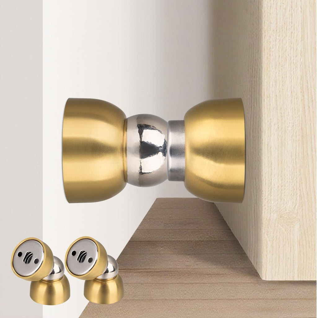 Powerful Magnetic Door Stopper - 2 Pcs Stainless Steel Mini Door Stop, Heavy Duty Magnetism Door Holder for Bedroom, Bathroom, Kitchen, Home, Office