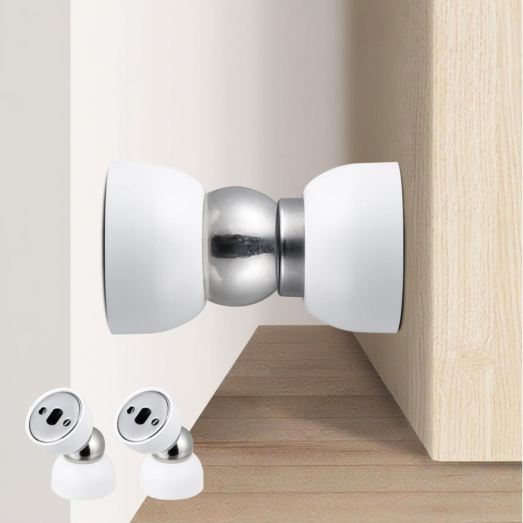 Powerful Magnetic Door Stopper - 2 Pcs Stainless Steel Mini Door Stop, Heavy Duty Magnetism Door Holder for Bedroom, Bathroom, Kitchen, Home, Office