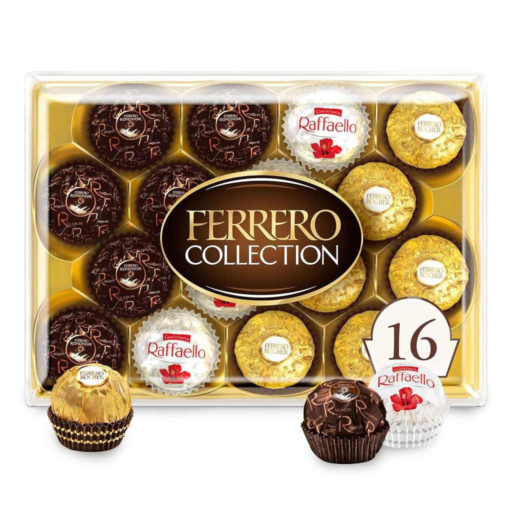 Premium Assorted, Hazelnut, Dark Chocolate and Coconut, 16 Count Holiday Gift Box, 6.1 oz
