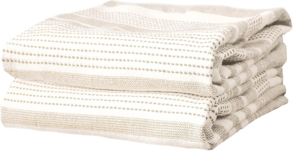 Premium Dual-Sided Skipping Striped Kitchen Towels (2-Pack), 18" x 28", Highly Absorbent, Long-Lasting, Reversable 100% Flat-Weave Cotton Dish Towels, Hand Towels, Bar Towels, Toast