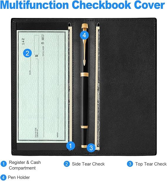 Premium Leather Checkbook Cover for Men and Women Checkbook Holder Wallet RFID Blocking