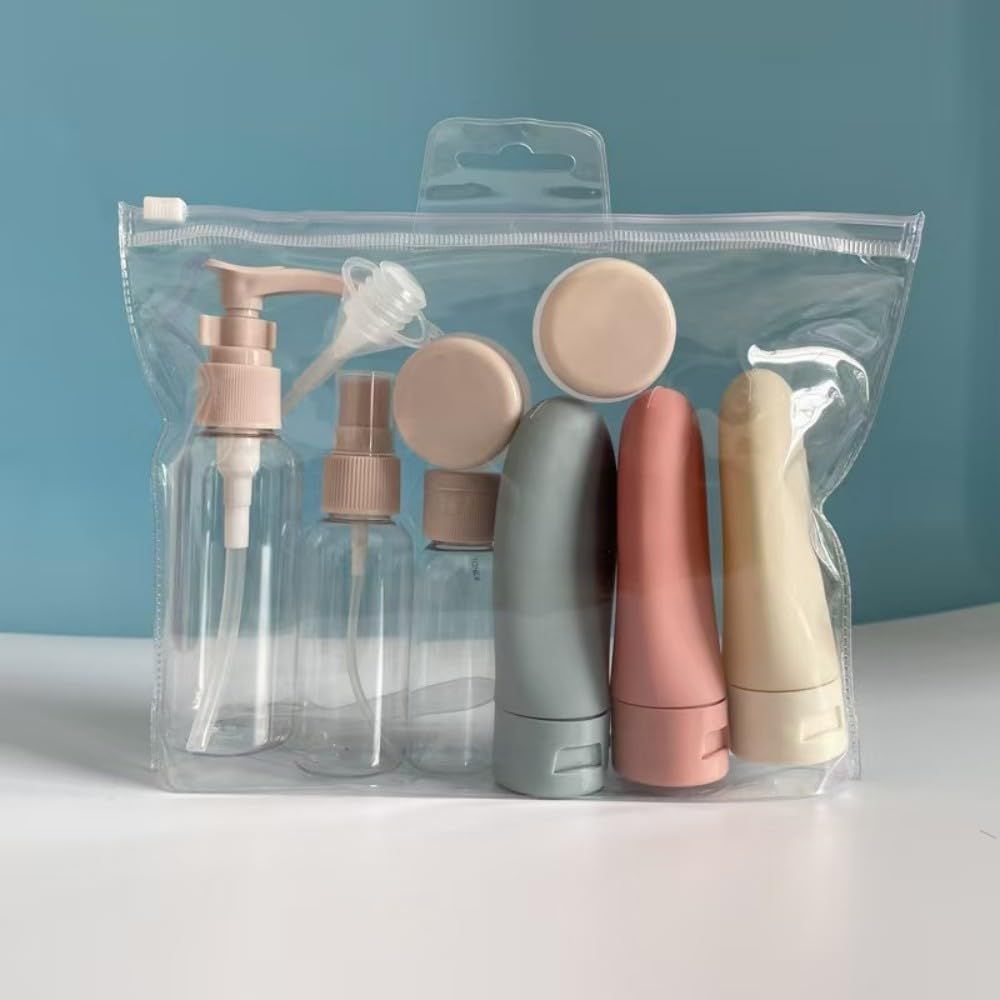 Premium Travel Container Set | Portable Press Bottles for Cosmetics, Shampoo, Lotion & Cream, Vacuum-Sealed Refillable Bottles 3-1