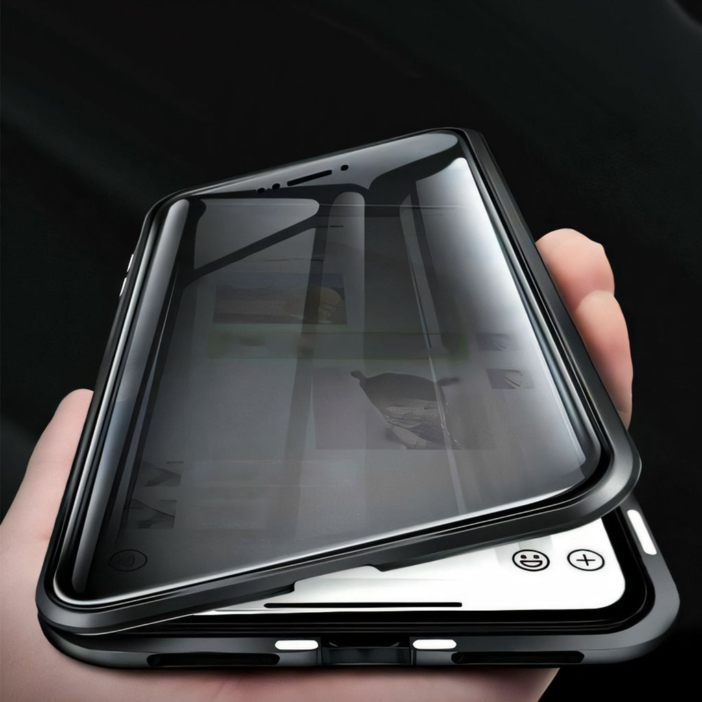 Privacy Magnetic Phone Case 360° Full Protection Anti Spy Phone Cover Double Sided Tempered Glass Magnet Absorption