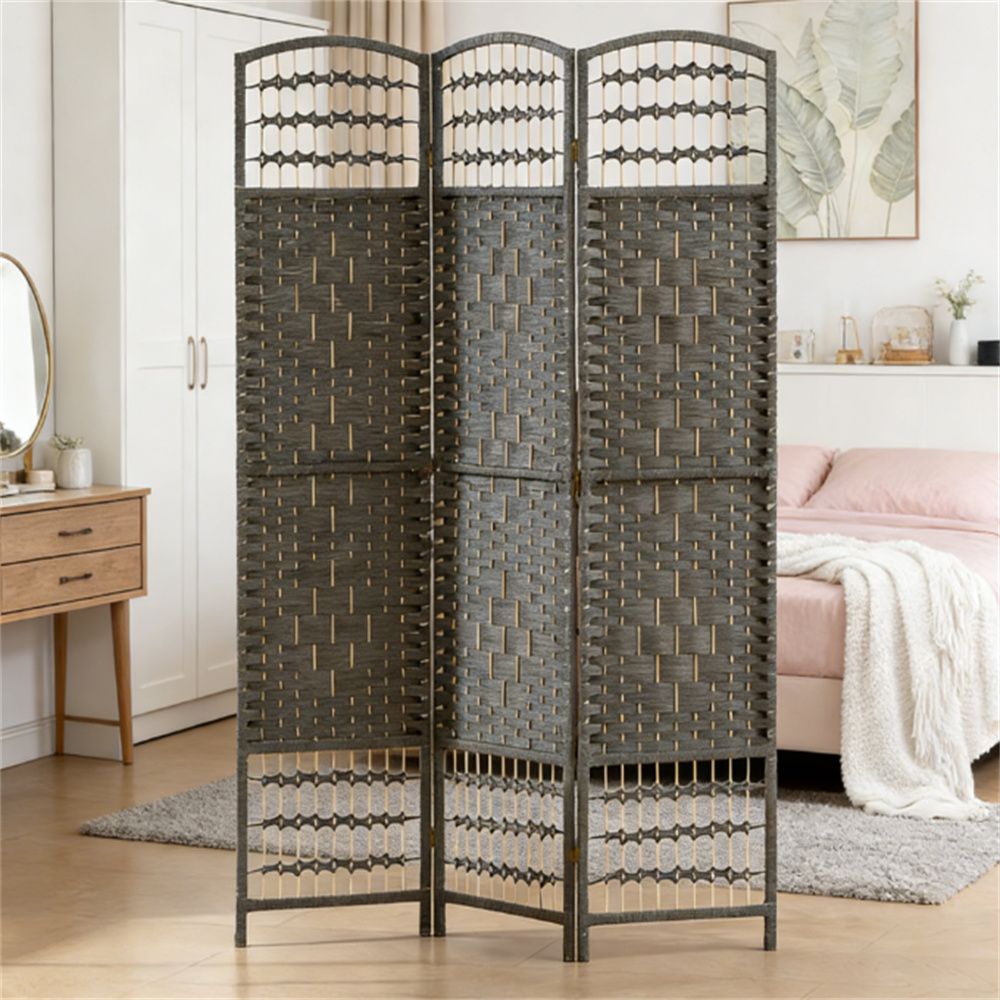Privacy screen, bedroom partition board, 3 panels, dark gray