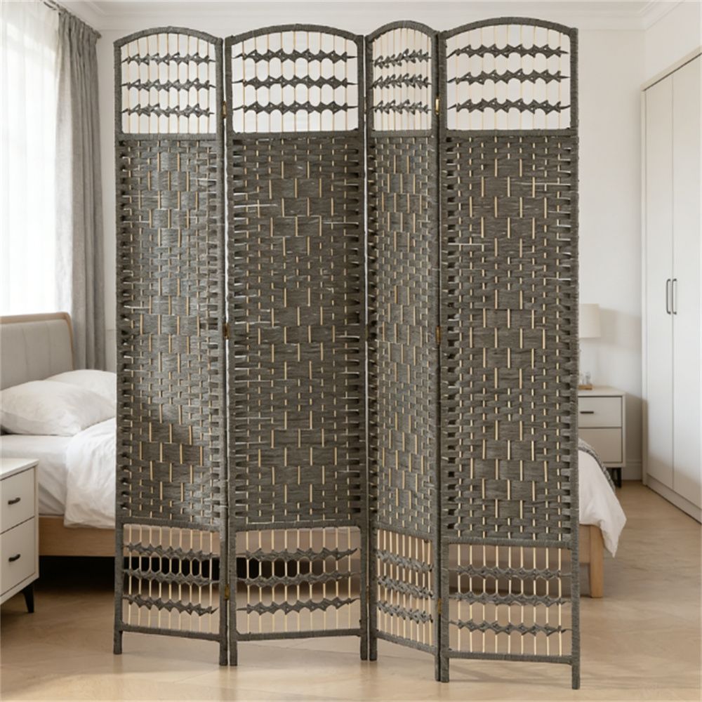 Privacy screen, bedroom partition board, 4 panels, dark gray