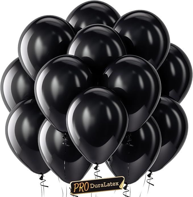 Pro Black Balloons - 100 Pack 12 inch Extra-Thick Black Balloons for Long-Lasting Professional Party Decorations, Large New Year Birthday Graduation Wedding Anniversary