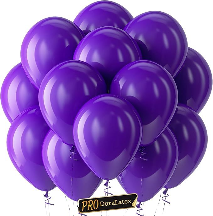 Pro Dark Purple Balloons -100 Pack 12 inch Extra-Thick Purple Balloons for Long-Lasting Professional Party Decorations, Large Wedding Graduation Halloween Birthday