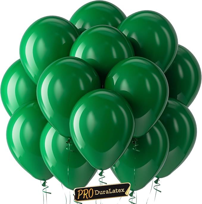 Pro Green Balloons - 100 Pack 12 inch Extra-Thick Dark Green Balloons for Long-Lasting Professional Party Decorations, Large Birthday Wedding Christmas Party