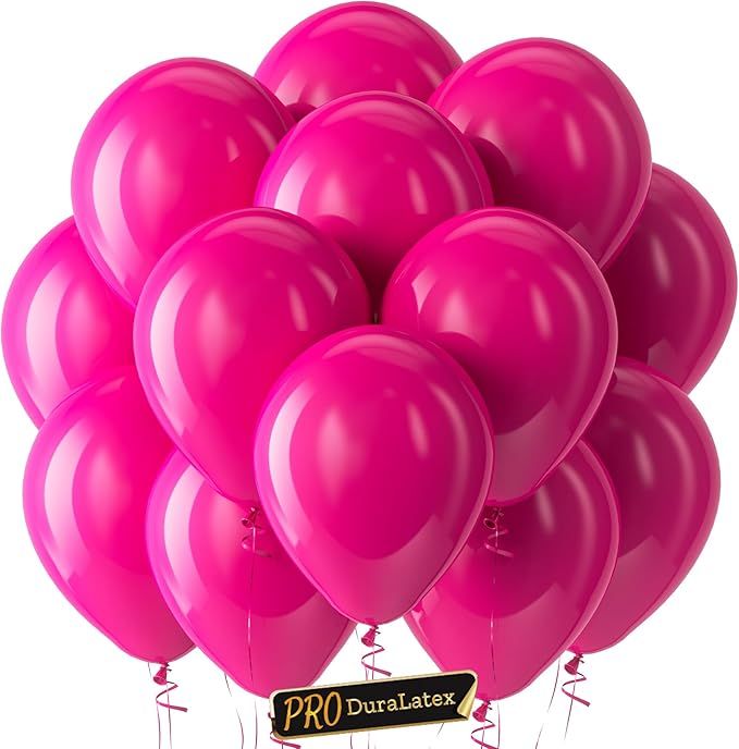 Pro Hot Pink Balloons - 100 Pack 12 inch Extra-Thick Pink Balloons for Long-Lasting Professional Party Decorations, Large Birthday Wedding Valentine's Day Girl's Party