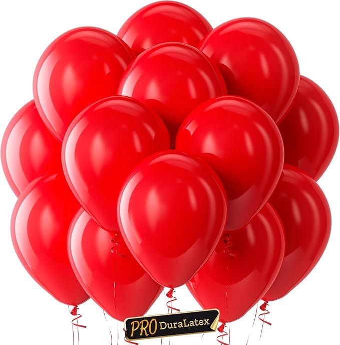 Pro Red Balloons - 100 Pack 12 inch Extra-Thick Red Balloons for Long-Lasting Professional Party Decorations, Large Christmas New Year Wedding Anniversary Birthday Valentine's Day