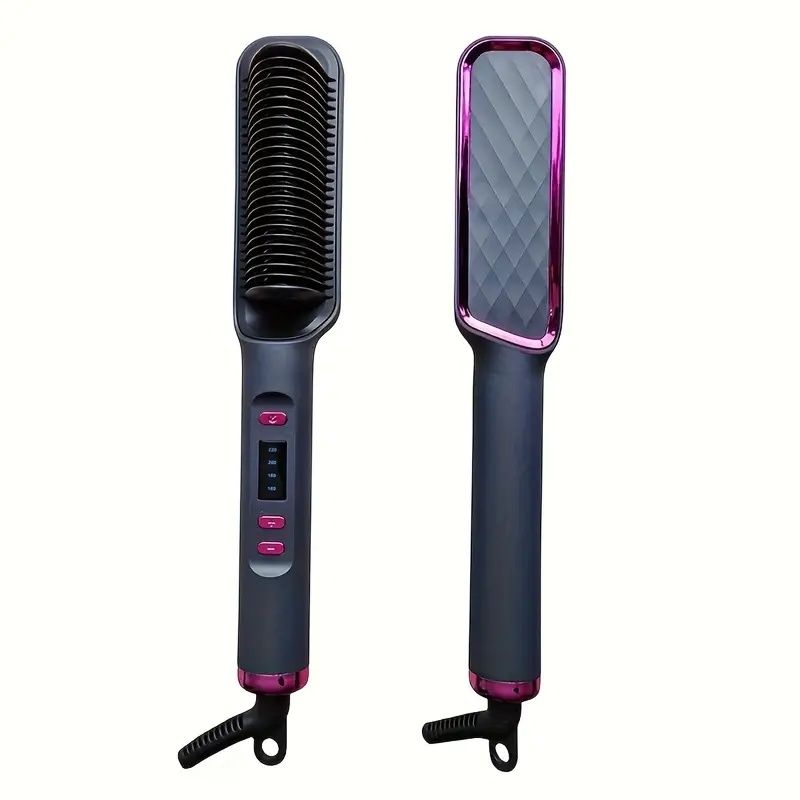 Professional Ionic Hair Straightening Brush, Fast Heating Ceramic with Auto Lock & Shutoff, Anti-Scald, 110V with LED Screen, 30 Temperature Settings, Ideal for Home, Travel & Salon Use, Hair Brush