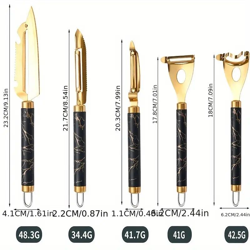 Professional Multifunctional Stainless Steel Peeler Set - Anti-rust Kitchen Tool for Fruits, Vegetables, Fish Scales And Corn with Ergonomic Non-slip Grip, Fruit Peeler, Fish Scales, Potato Peeler, Co