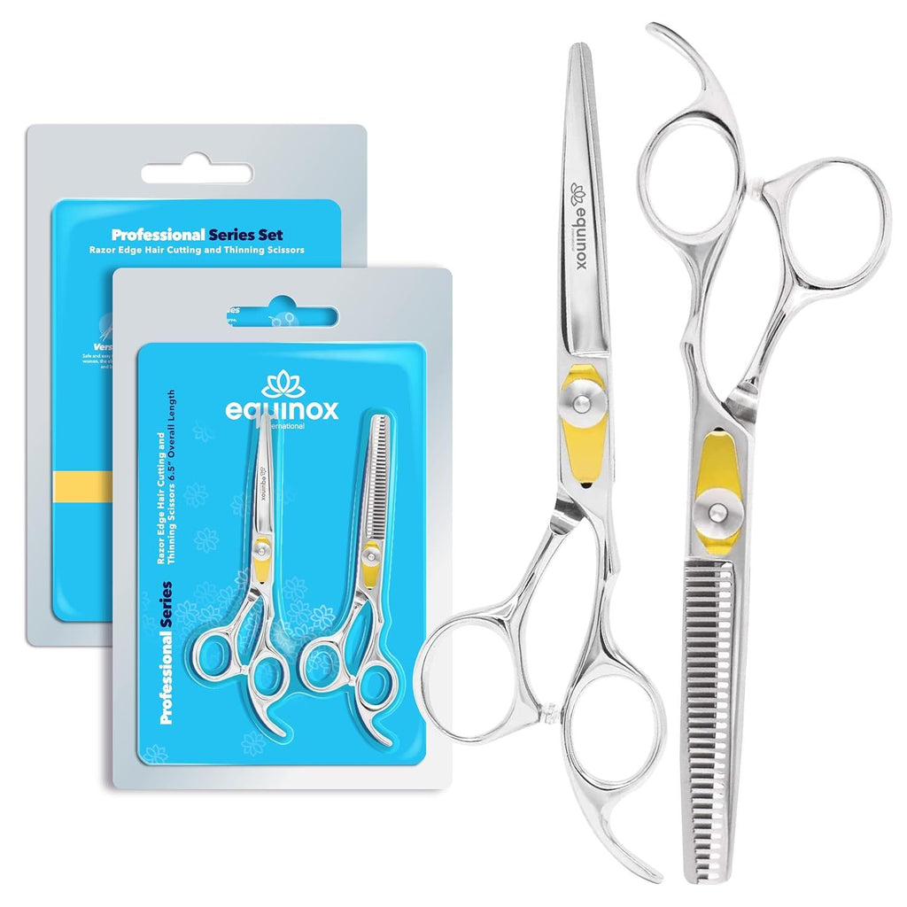 Professional Razor Edge Series Hair Cutting Scissors Set - Barber Hair Cutting & Thinning Shears/Texturizing Scissors Set - 6.5 Inches Hair Cutting Scissors Kit for Men/Women/Kids/Salon & Home
