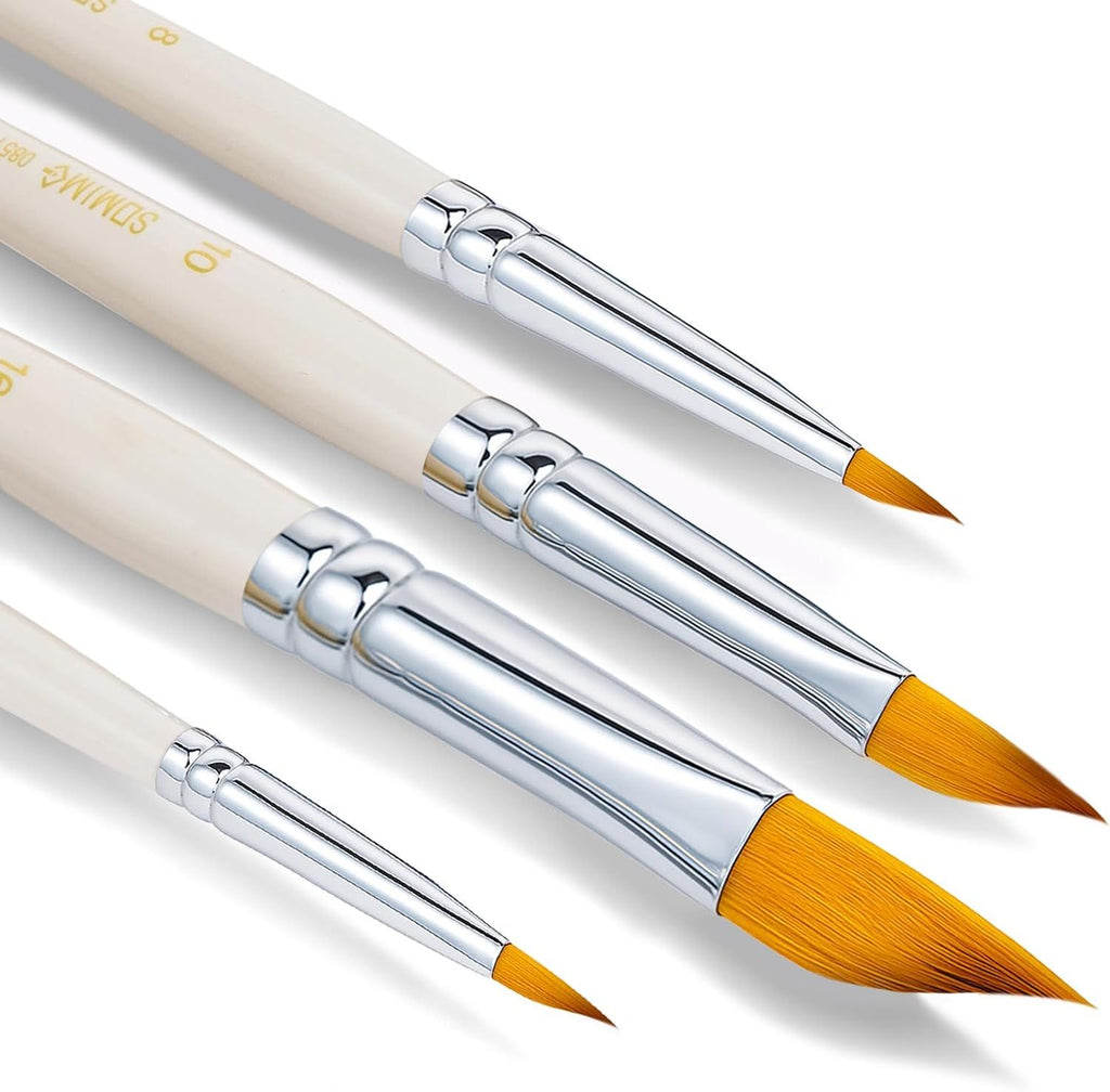Professional Triangle Watercolor Paint Brush Set, 4 Pcs Wedge Artist PaintBrushes, Triangle Pointed Brushes for Watercolor, Oil, Acrylic, and Gouache Painting