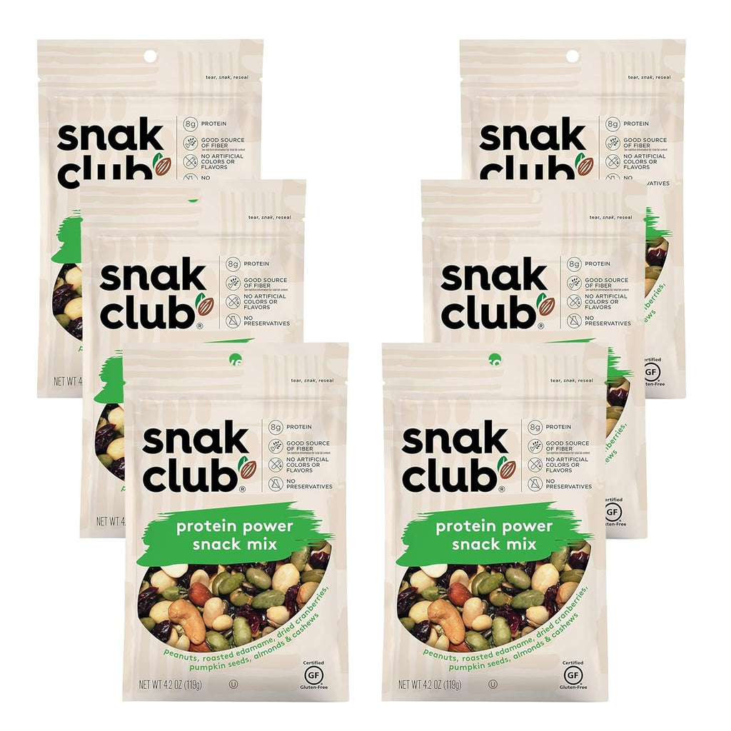 Protein Power Snack Mix with Peanuts, Roasted Edamame, Dried Cranberries, Pumpkin Seeds, Almonds, and Cashews, Gluten-Free and Kosher Trail Mix Snacks, 4.2 oz Resealable Bags, 6 Pack