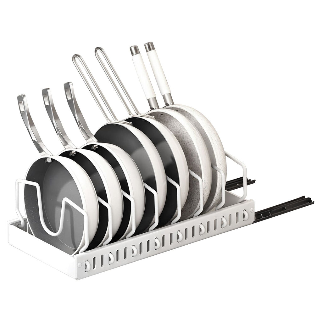 Pull Out Pots And Pans Organizer Under Cabinet With 8 Adjustable Dividers Rustproof Carbon Steel Sliding Pots Holder For Kitchen Cookware Bakeware Pots Lids Storage