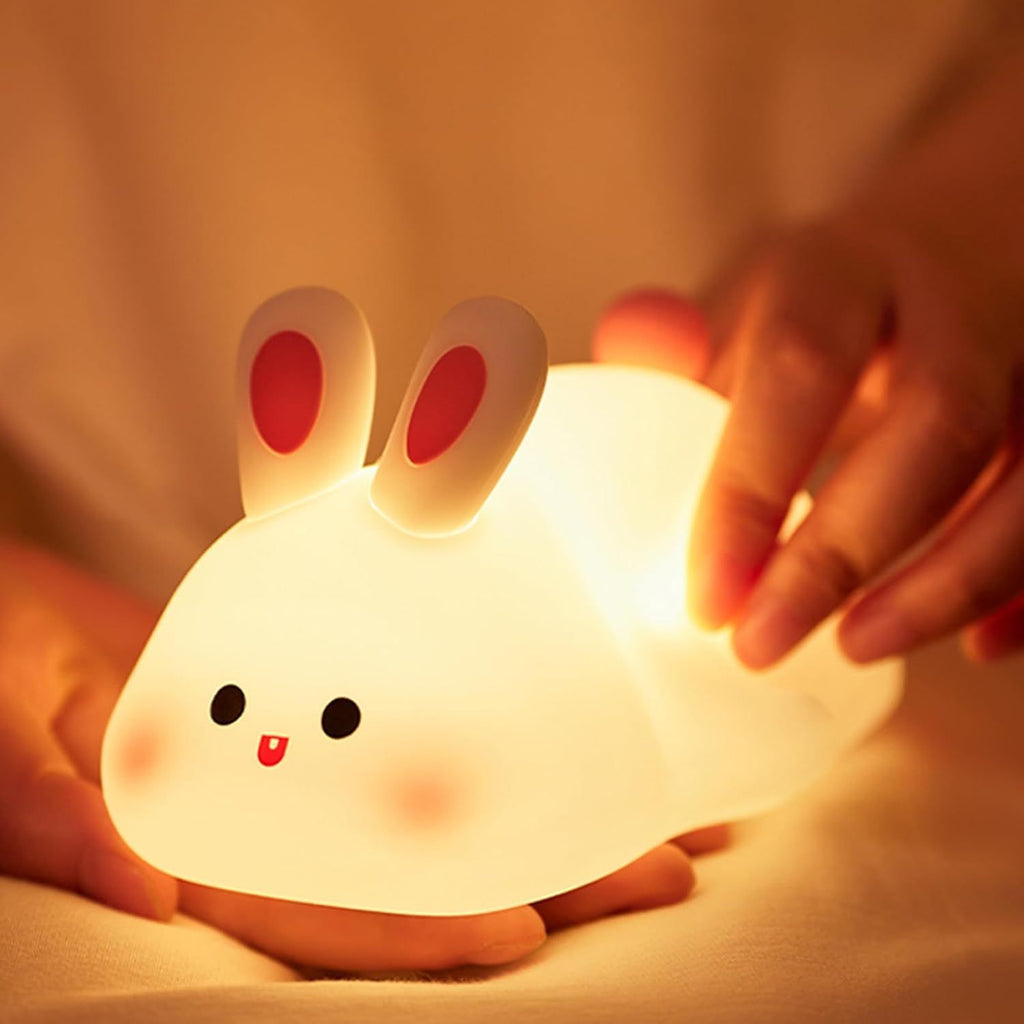 Pumpkin Night Light, Squishy LED Nursery Lamp with Timer, Rechargeable Silicone Nightlight for Kids, Dimmable Bedside Lantern for Baby Room & Easter Decor