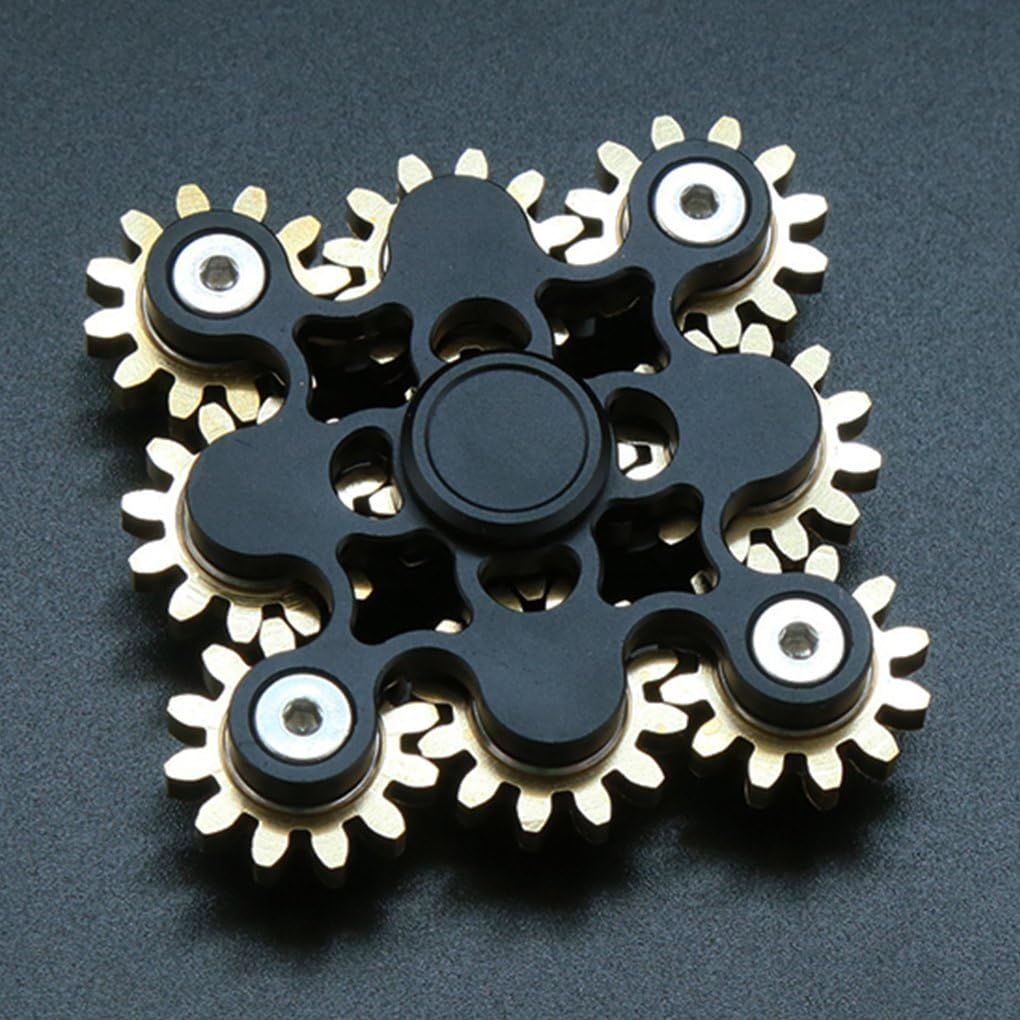 Pure Brass Fidget Spinner Gears Linkage Fidget Gyro Toy Metal DIY Hand Spinner Spins Long Time EDC Focus Meditation Break Bad Habits ADHD with Multiple Premium Bearings