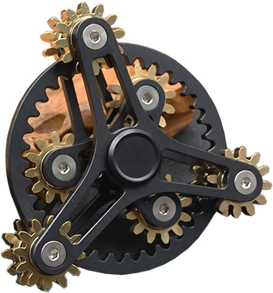 Pure Brass Fidget Spinner Gears Linkage Fidget Gyro Toy Metal DIY Hand Spinner Spins Long Time EDC Focus Meditation Break Bad Habits ADHD with Multiple Premium Bearings