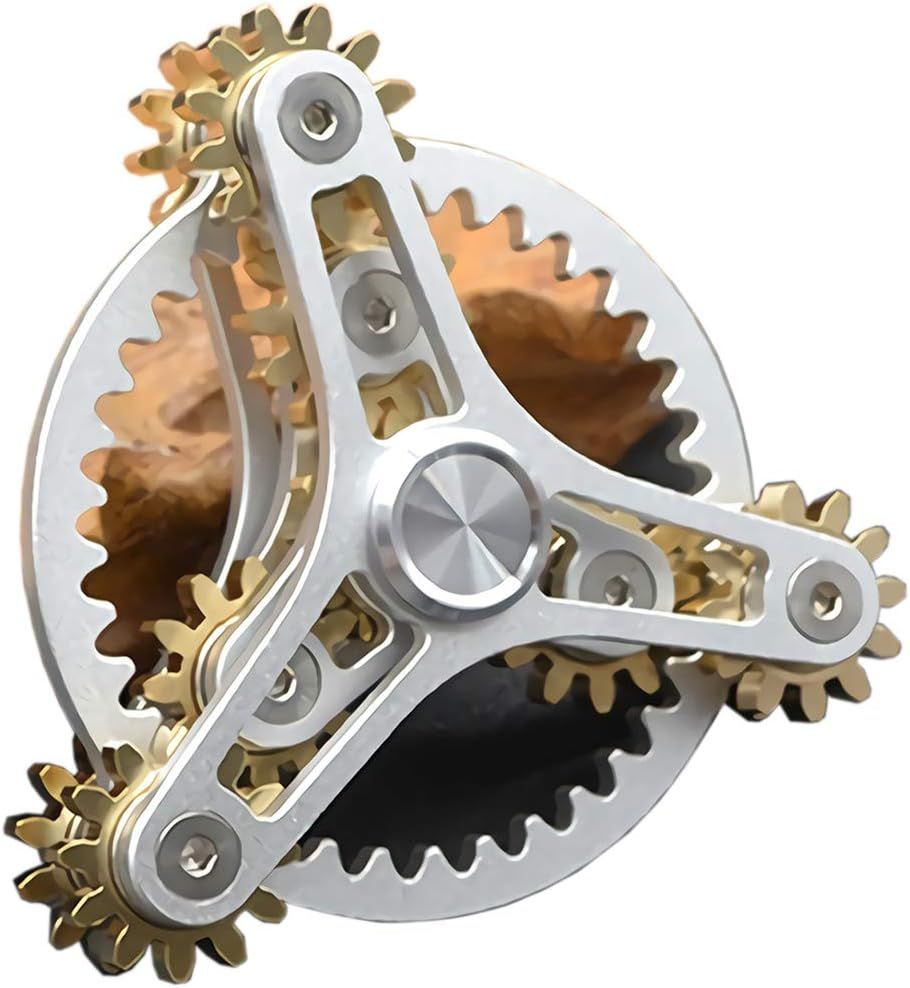 Pure Brass Fidget Spinner Gears Linkage Fidget Toy Metal DIY Hand Spinner Spins Long Time EDC Focus Meditation Break Bad Habits ADHD with Multiple Premium Bearings