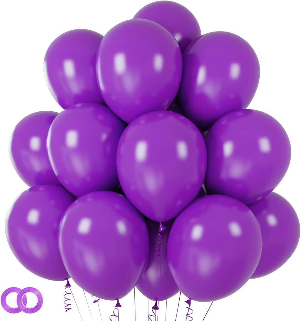 Purple Balloons 100 Pack 12 inch Thicken Latex Matte Purple Balloons for Halloween Birthday Party Weddings Decorations