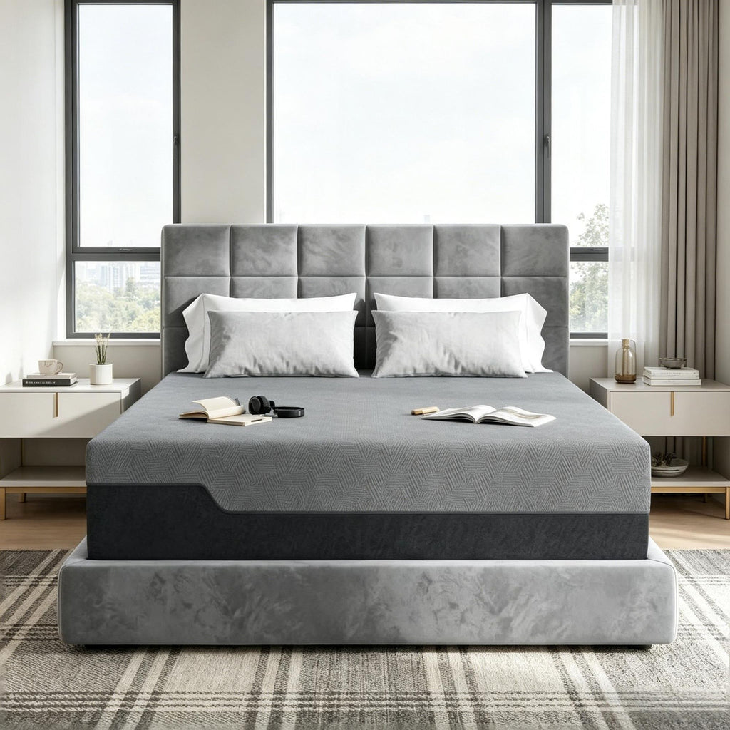 Queen Mattress 14 Inch Memory Foam for Pressure Relief Graphene Gel Cooling Copper Bed
