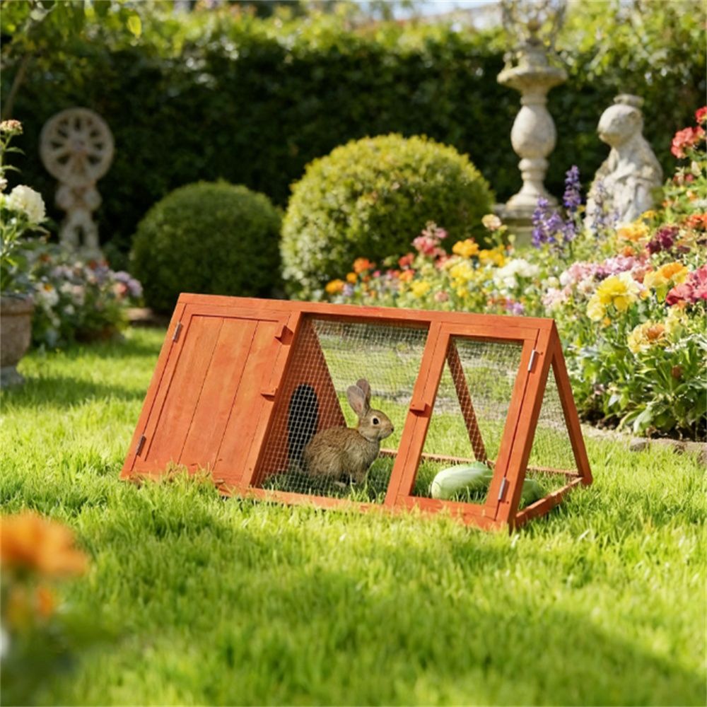 Rabbit nest, wooden guinea pig nest, small animal cage, rabbit house, orange