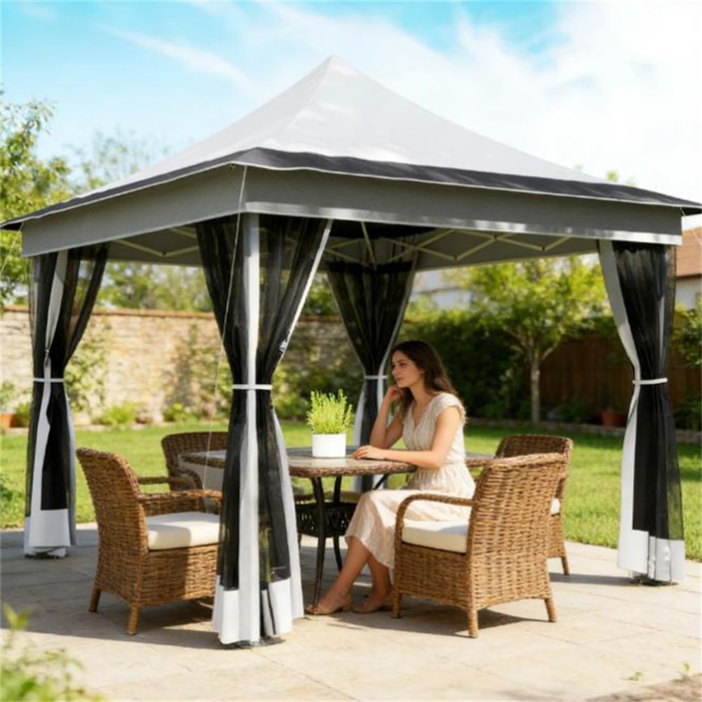 Rain shelter, tent, pergola, suitable for gardens, terraces, light gray