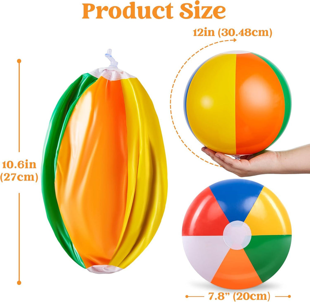 Rainbow Beach Balls Inflatable Swimming Pool Toys for Summer Water Games Kids Birthday Party Supplies Combo Set Include Inflatable Beach Balls