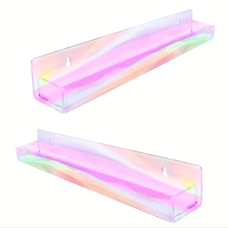 Rainbow Nail Polish Wall Organizer - Multi-Purpose Plastic Storage Rack with 6 Compartments for Nail Polish, Makeup Essentials & More - Vibrant Rainbow Design for Stylish Home Decor, Hanging Jewelry O