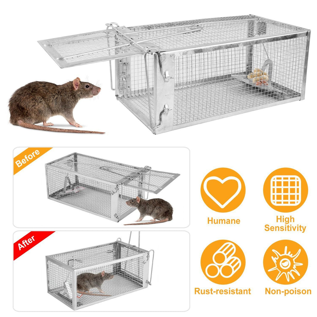 Rat Trap Cage Humane Live Rodent Trap Cage Mouse Control Bait Catch That Work for Indoor and Outdoor Small Animal