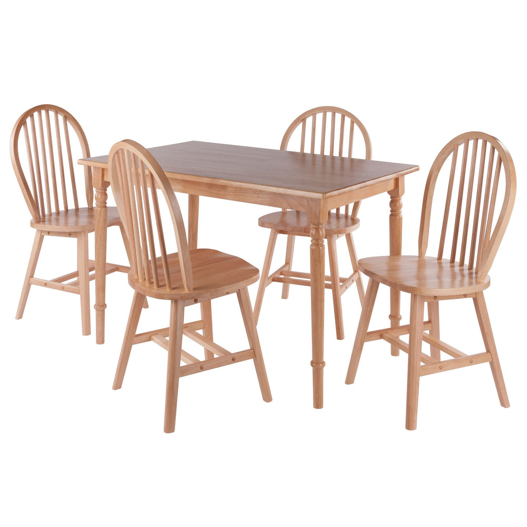 Ravenna 5-Pc Dining Table with Windsor Chairs; Natural