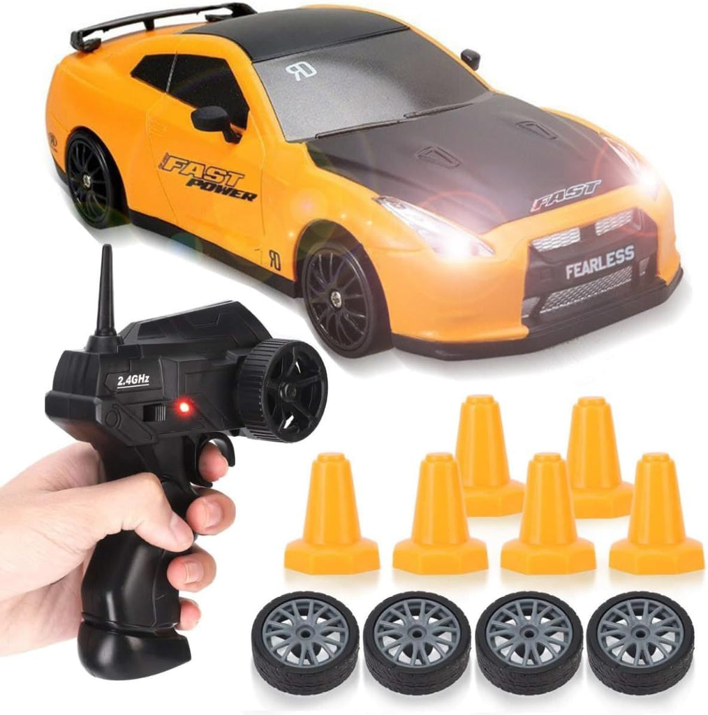 RC Drift Car 1/24 2.4GHz 4WD Remote Control Sport Racing On-Road Vehicle with LED Light, Batteries and Drift Tires (Style 6)