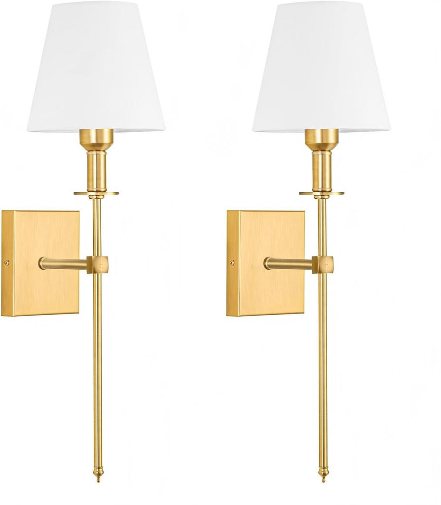 Rechargeable Battery Operated Wall Sconces, Set of 2 with Wireless Remote - Dimmable Modern Cordless Wall Lights for Bedroom, Living Room, Hallway