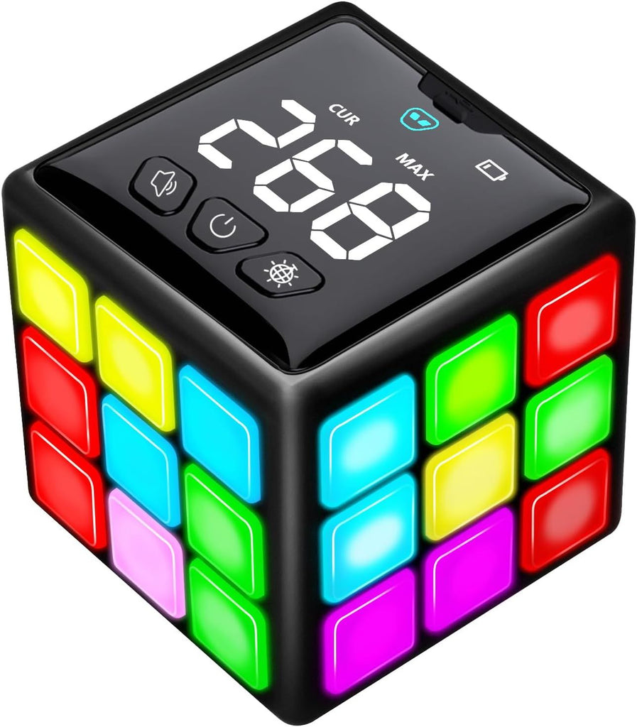 Rechargeable Handheld Cube with Games - 15 Fun Brain & Memory Games with Score Screen for Kids Teens - Christmas Easter Birthday Gifts for Boys Girls Ages 6-12+ Years Old (Black)