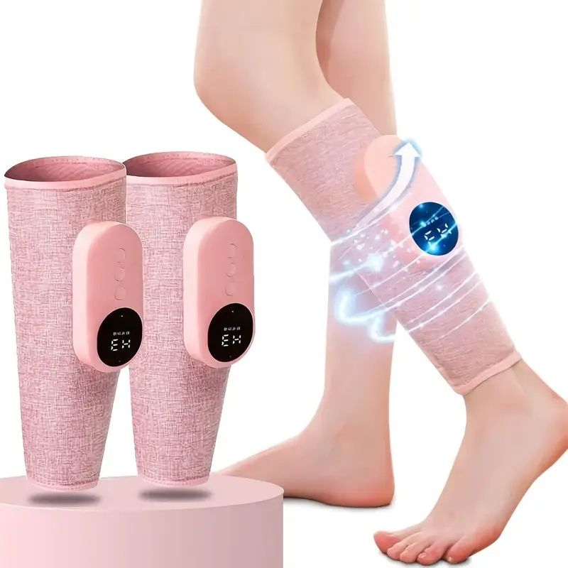 Rechargeable Leg Massager with Heat and Air Compression - 3 Modes, 3 Intensities for Improved Circulation & Swelling, USB Powered, Pink - Ideal for Soothing Leg &